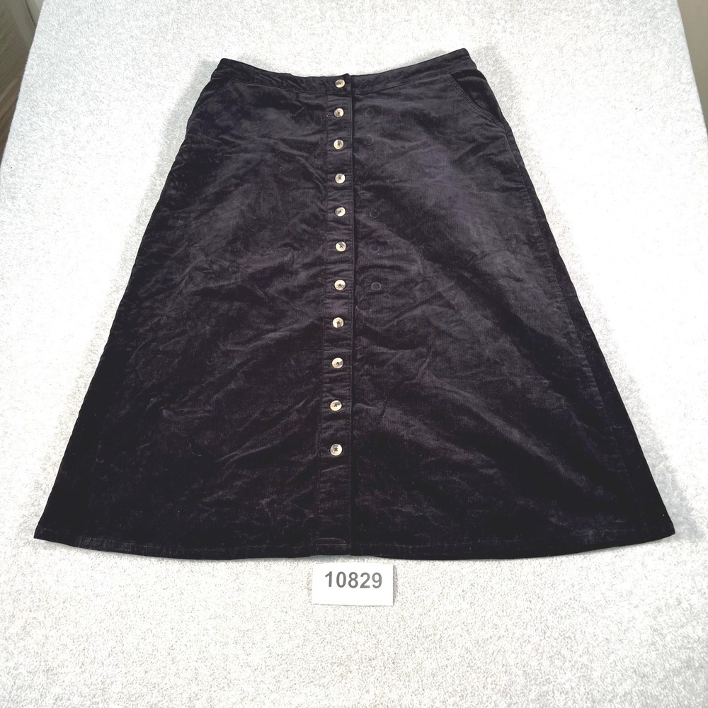 Woman Within A-Line Skirt Women's 16W Black Corduroy Relaxed Fit Button Front